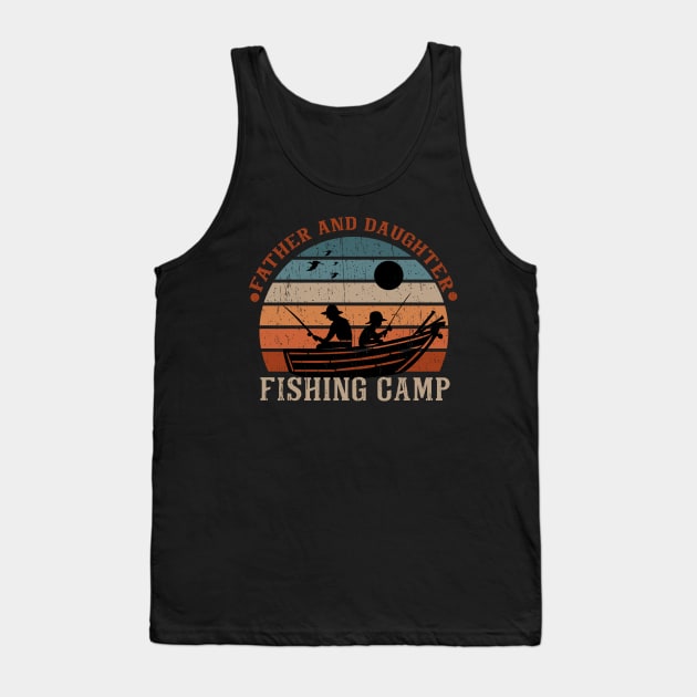 Daughter and Father Fishing design retro vintage sunset fishing club camp Tank Top by SpaceWiz95